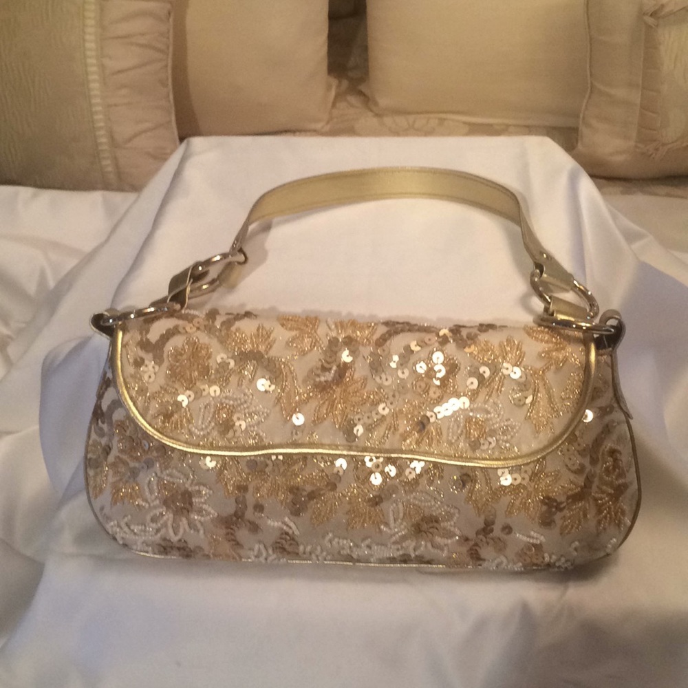 White House/Black Market Gold sequin/beaded Bag